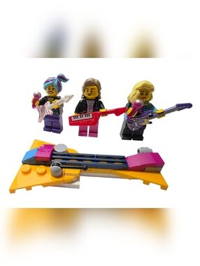 Lego Minifigure Rockstars Yellow, Purple & Pink Guitar Playset